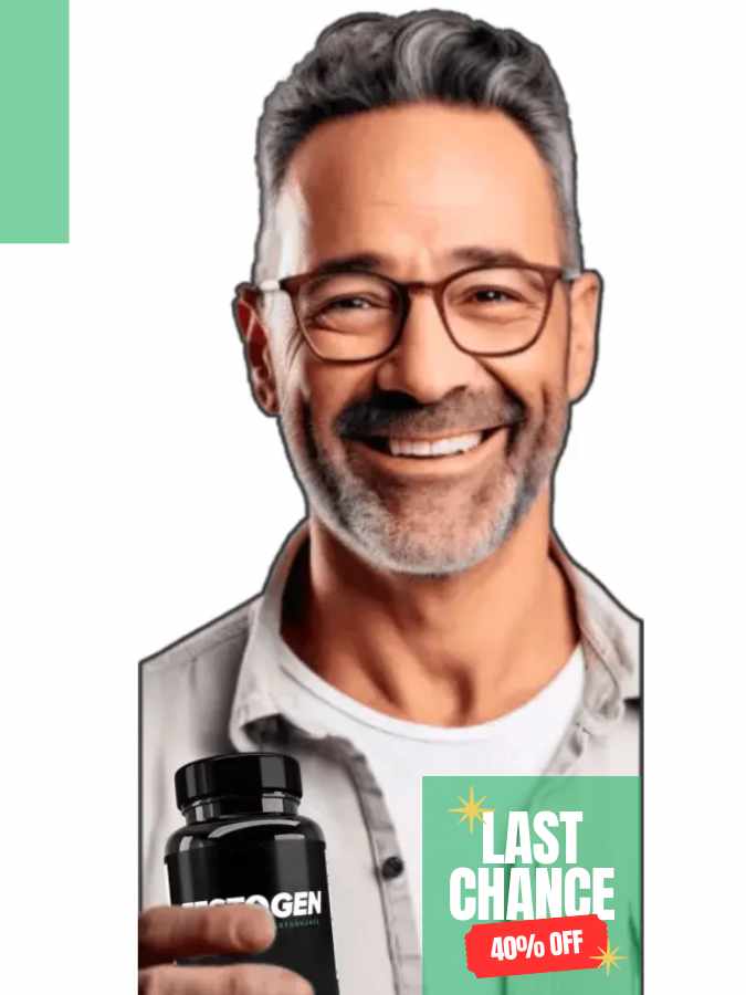 man holding Testogen bottle
